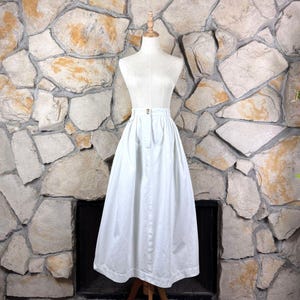 Ralph Lauren Blue Label c. 1980s Denim Maxi Skirt White | 14