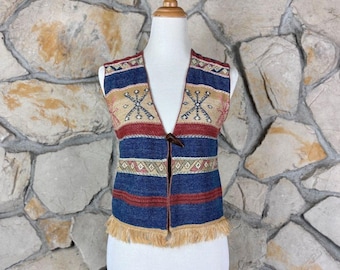 NWT Ralph Lauren Beacon Southwest Linen Blend Sweater Vest Canyon Stripe | M