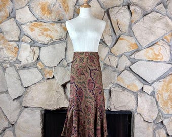 Lauren Ralph Lauren C. 1990s Cotton Maxi Skirt Heritage Red