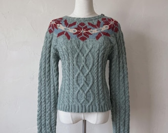 Polo Jeans Co. c. late 1990s Cable-Knit Sweater in Nordic Conifer | L