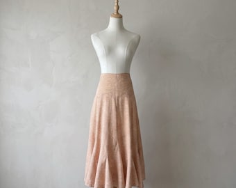 Lauren Ralph Lauren c. early 2000s Silk-Cotton Godet Skirt in Buttercream Paisley | 10