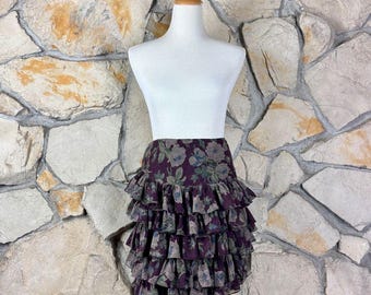 Ralph Lauren Blue Label Tiered Silk Skirt Heirloom Rose in Claret | 4