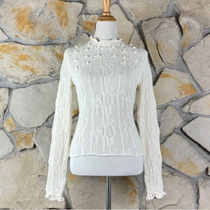 Ulla Johnson Cotton Blend Pointelle Sweater Cream | M