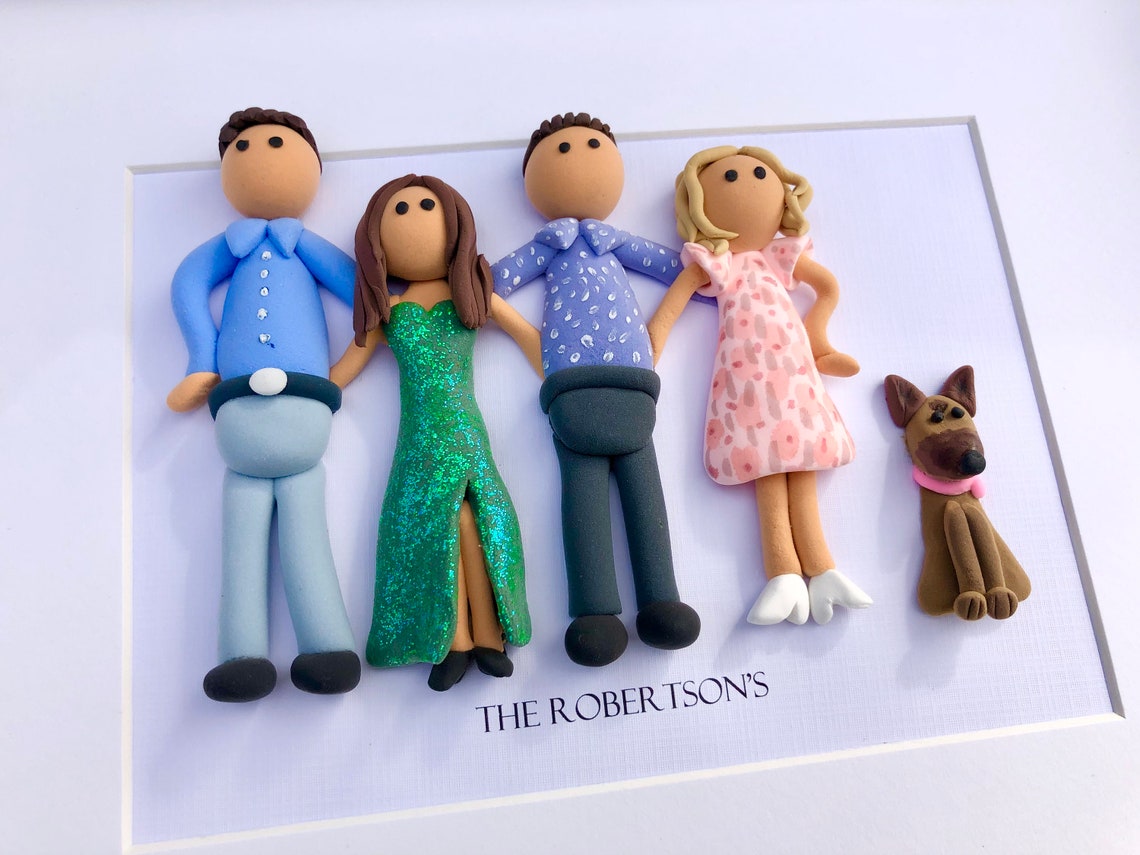 Personalized 3D Family Portrait With Pets Christmas Etsy