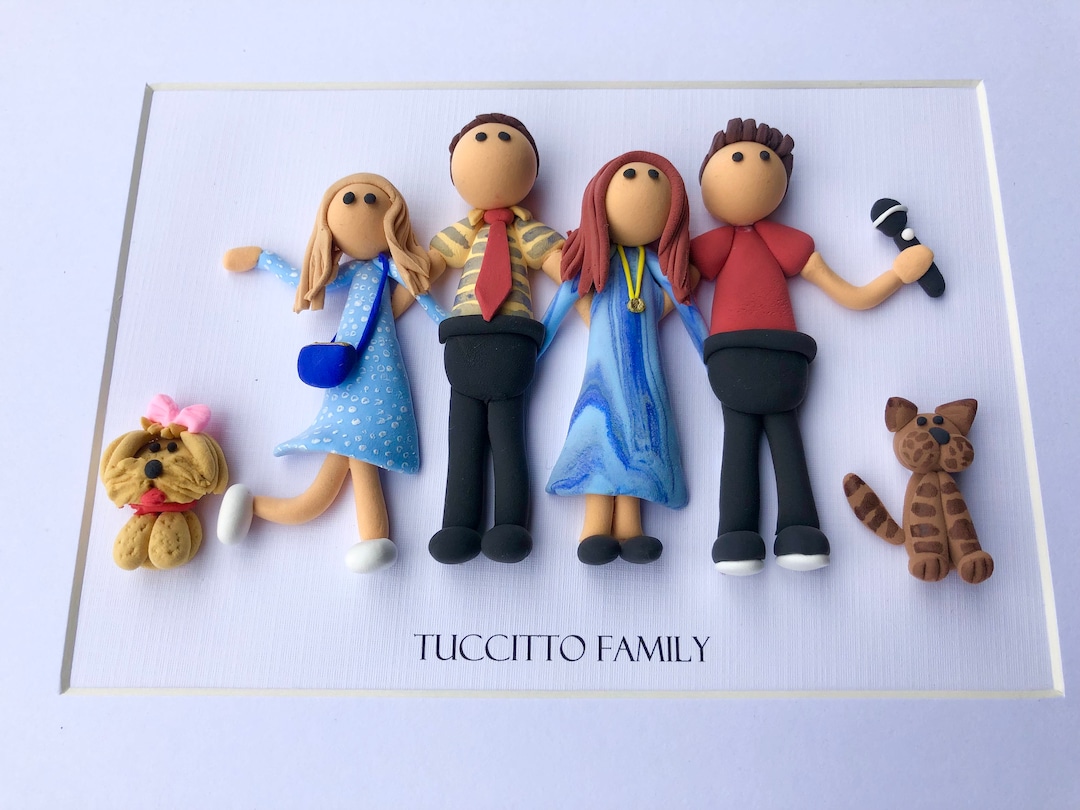 Personalized 3D Family Portrait With Pets, Christmas, Birthday, Wedding