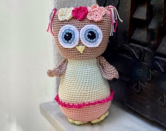 Owl Crochet Pattern, Stuffed Owl Plush, Scrappy Owl, Bird Crochet Pattern, Crochet Woodland Animal Pattern, Owl Amigurumi, Crochet Baby Toys