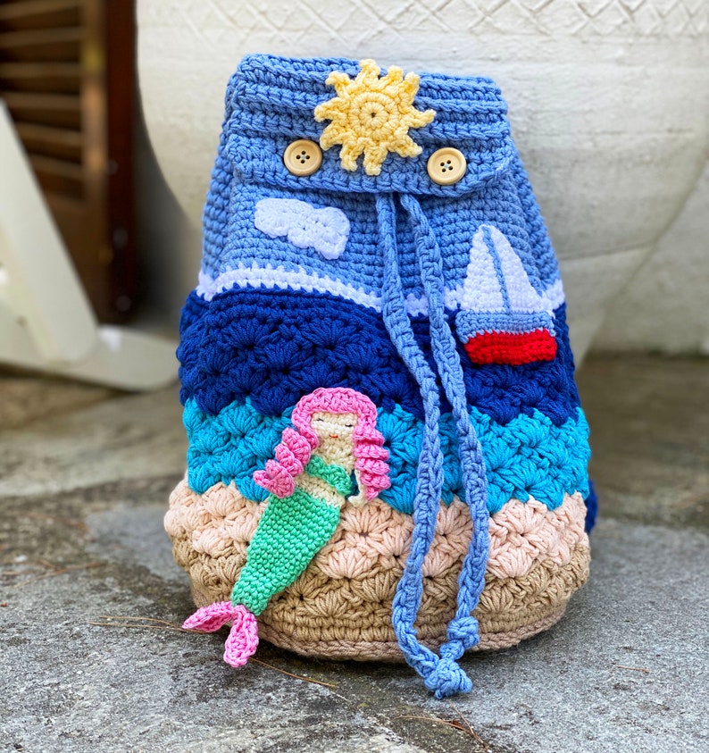 pdf Crochet Pattern, Kids Backpack Pattern, Crochet Summer Bag, Bag Written Instructions, PDF Pattern, Backpack Pattern, Crochet tutorial image 5