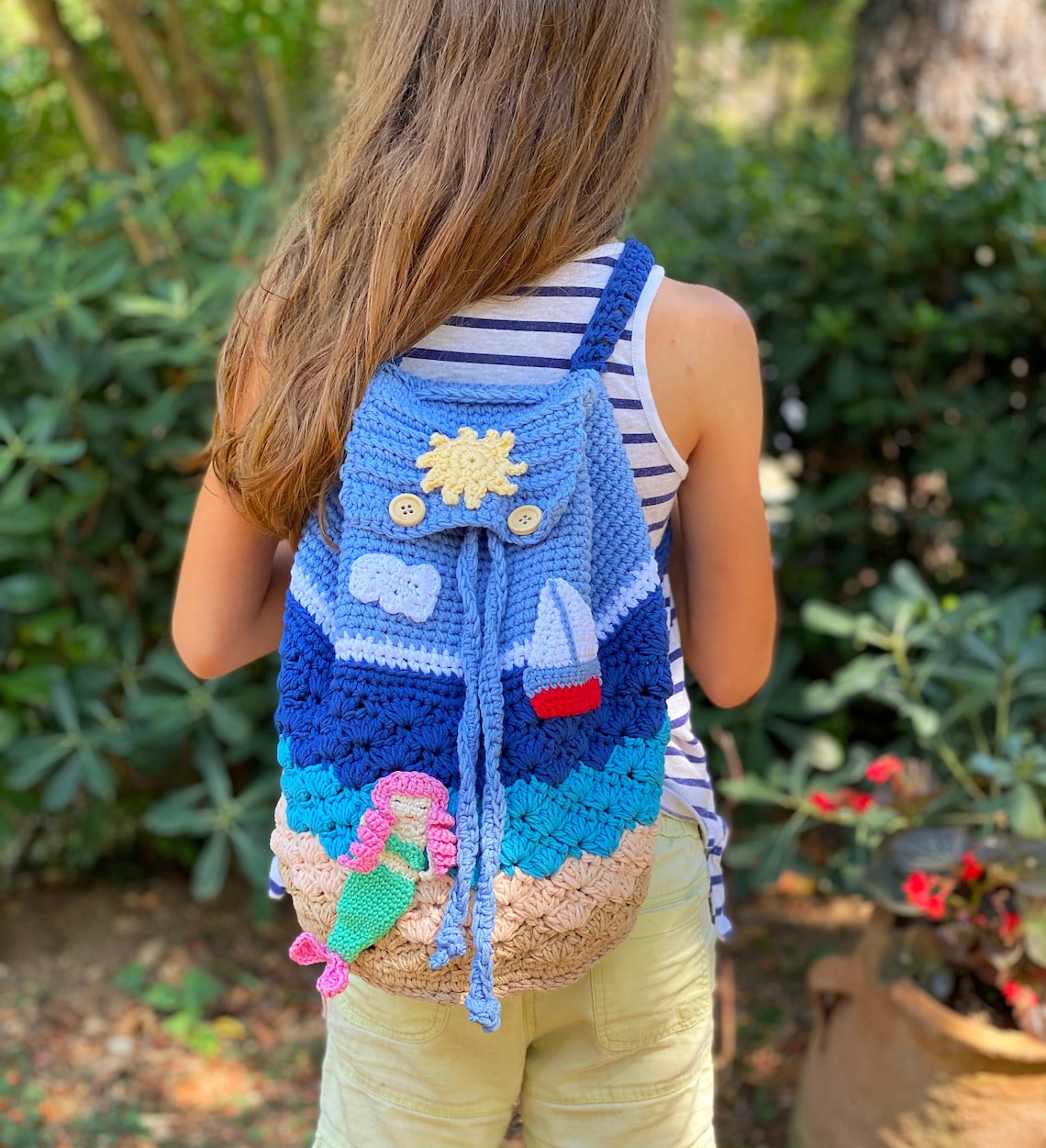 Pdf Crochet Pattern Kids Backpack Pattern Crochet Summer Etsy