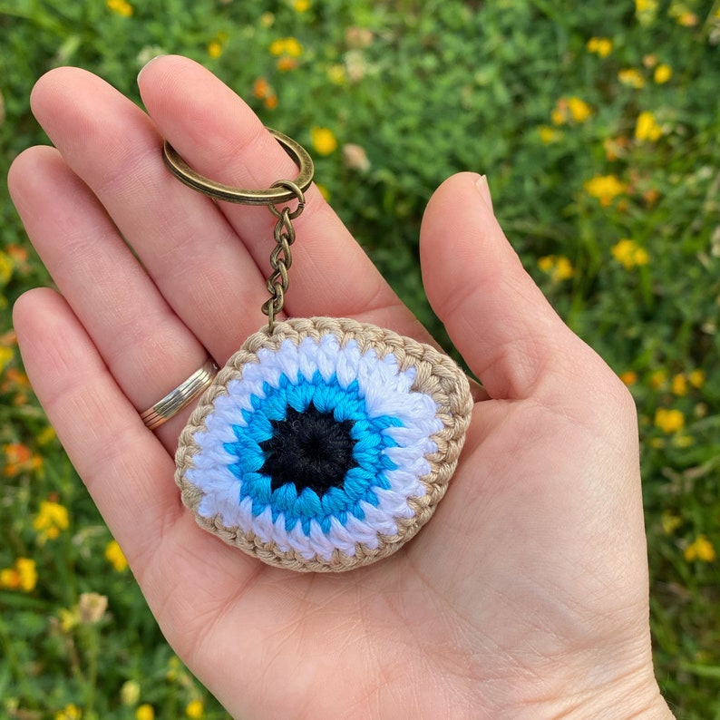 Evil Eye Keychain Crochet Pattern, Crochet Keyring Pdf Pattern, Crochet
