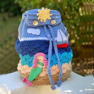 pdf Crochet Pattern, Kids Backpack Pattern, Crochet Summer Bag, Bag Written Instructions, PDF Pattern, Backpack Pattern, Crochet tutorial image 1