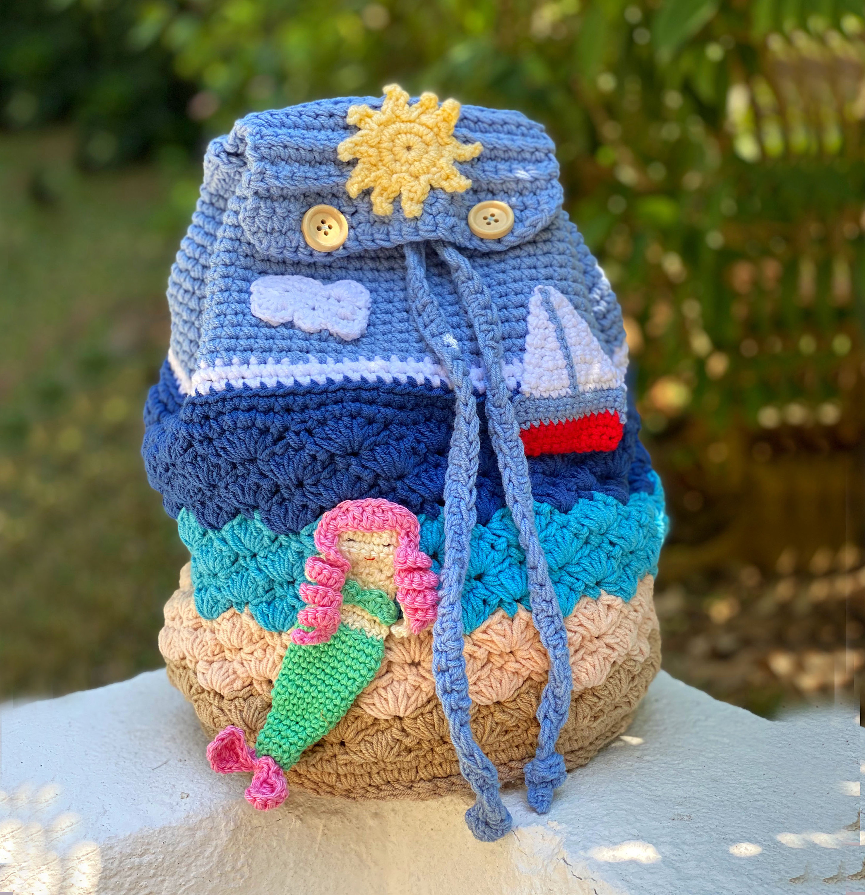 Premium Quality Crochet Todler Backpack / Tshirt Yarn Bag / Handmade Bag  for Kids / Crochet Backpack /hand Knitting Backpack 