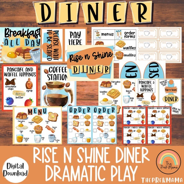 Breakfast Diner Dramatic Play, Pretend Play, Classroom Dramatic Play, Home Dramatic Play, Playroom, Restaurant, Class Dramatic Play Center