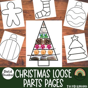 Cartes de pièces détachées de Noël, matériaux Montessori, poubelle sensorielle, imprimable préscolaire, apprentissage à la maison, activité de pièces détachées
