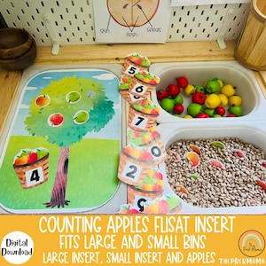 Appels tellen Flisat Insert, Fall Flisat Insert, Flisat Insert Printable, Flisat Insert Preschool en Peuter, Sensorische Tafel