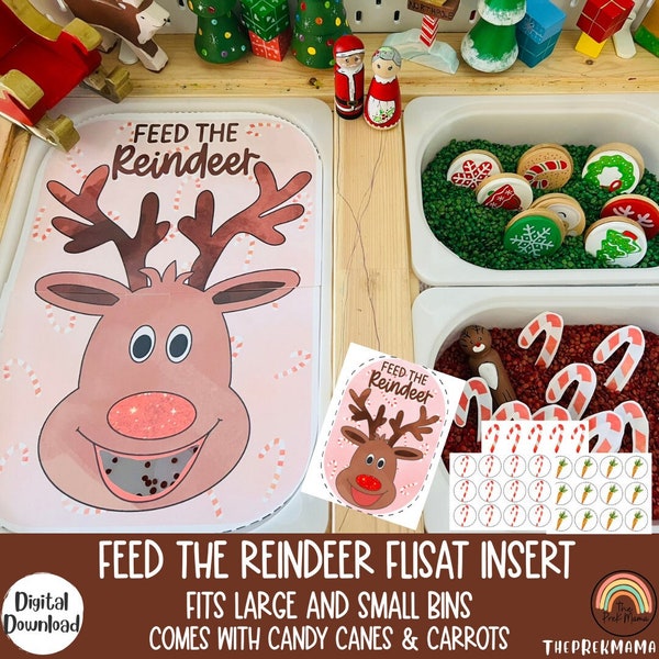 Feed the Reindeer Flisat Insert, Christmas Flisat Insert, Flisat Insert Printable, Flisat Insert Preschool and Toddler, Sensory Table