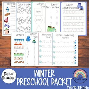 Winter Preschool Packet, Winter Preschool Printable, Homeschool Printable, Montessori Printable, Kid Activity, Toddler Activity