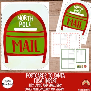 Cartões postais para inserção de Santa Flisat, inserção de Natal Flisat, inserção Flisat para impressão, inserção Flisat pré-escolar e criança, mesa sensorial