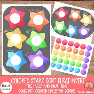 Colored Stars Sort Flisat Inserts, Flisat Table, Flisat Insert Printable, Flisat Insert Preschool, Sensory Table, Sensory Inserts, Trofast