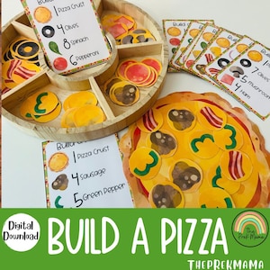 Construire une pizza, jeu de simulation, préscolaire à imprimer, livre chargé, maternelle à imprimer, activité pour les tout-petits, activité préscolaire, préscolaire à imprimer