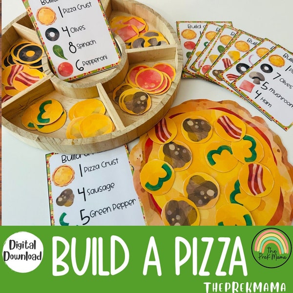 Build A Pizza, Pretend Play, Preschool Printable, Busy Book, Kindergarten Printable, Toddler Activity, Preschool Activity, PreK Printable