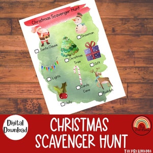 Christmas Scavenger Hunt, Preschool Printable, Christmas Printable, Preschool, Homeschool, Preschool Activity, Christmas Activity