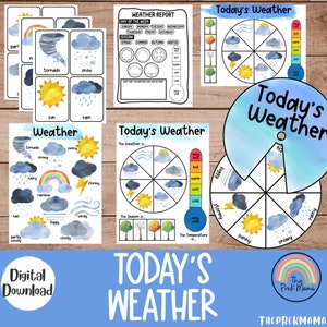 Today&#39;s Weather, Circle Time, Preschool Curriculum, Preschool Printable Weather, Preschool Printable, Homeschool, Montessori Curriculum