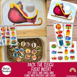 Empaque el inserto Flisat de trineo, el inserto Flisat navideño, el inserto Flisat imprimible, el inserto Flisat preescolar y para niños pequeños, la mesa sensorial