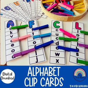 Alphabet Clip Cards, Task Box Letters, Activity for Kids, Preschool Letters, Alphabet Matching Game, Preschool Worksheet, Letter Recognition