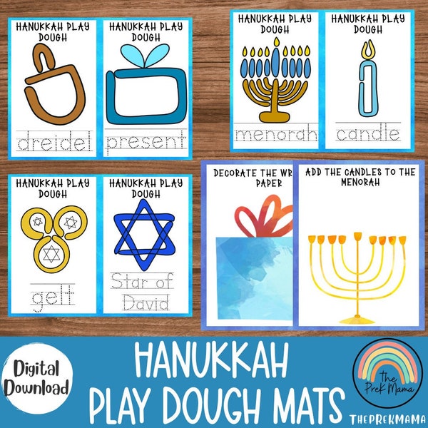 Hanukkah Play Dough Activities, Hanukkah Preschool Printable, Homeschool Printable, Hanukkah Printable, Kid Activity, Sensory