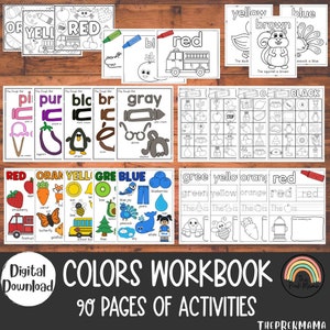 Cahier de travail sur les couleurs, feuille de travail sur les couleurs, feuille de calcul préscolaire, préscolaire imprimable, éducatif imprimable, préscolaire à la maison, Montessori