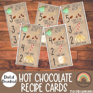 Cartões de receitas de chocolate quente, materiais montessori, caixa sensorial, impressão pré-escolar, aprendizagem em casa, atividade matemática