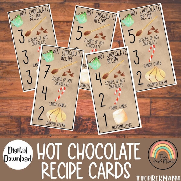 Hot Chocolate Recipe Cards, Montessori Materials, Sensory Bin, Preschool Printable, Homeschool Learning, Math Activity