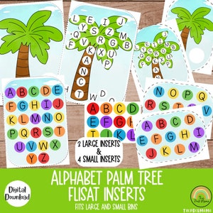 Inserciones de Flisat del alfabeto de palmera, Flisat del alfabeto, Inserto de Flisat imprimible, Inserto de Flisat preescolar, Mesa sensorial, Inserto de mesa sensorial