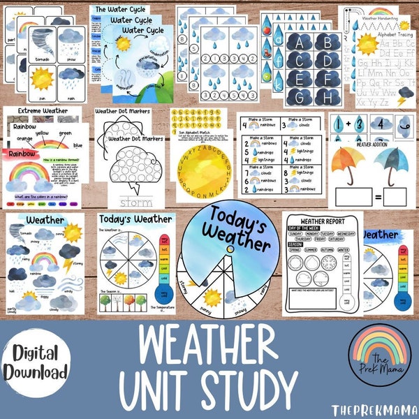 Weather Unit Study, Homeschool Learning Materials, Educational Activities for Preschool, Space Preschool Printable, Learning about Weather