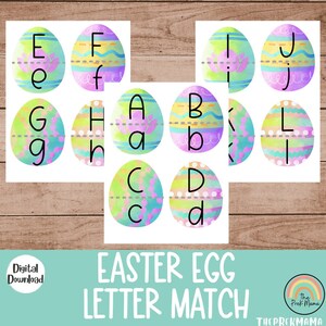 Coincidencia de letras de Pascua, Imprimible para preescolar, Cartas para preescolar, Jardín de infantes, Imprimible para educación en el hogar, Hoja de trabajo para preescolar, Reconocimiento de letras