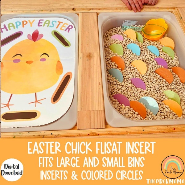 Easter Chick Color Sorting, Easter Flisat, Flisat Table, Flisat Insert Printable, Flisat Insert Preschool, Sensory Table, Sensory Inserts