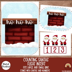 Contando Santas Flisat Insert, Inserto Flisat de Navidad, Inserto Flisat imprimible, Inserto Flisat preescolar y niño pequeño, Mesa sensorial