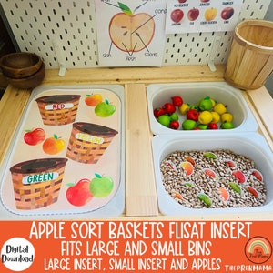 Appelsorteermanden Flisat Insert, Fall Flisat Insert, Flisat Insert Printable, Flisat Insert Preschool en Peuter, Sensorische Tafel