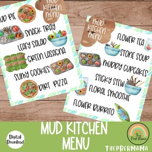 Mud Kitchen Menu, Preschool Printable, Home School, Montessori Printable, Preschool Activity, Outdoor Activities, Mud Kitchen, Nature