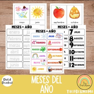 Meses del Año Español, Hora del Círculo, Plan de Estudios Preescolar, Calendario Imprimible Preescolar, Imprimible Preescolar, Plan de Estudios Montessori