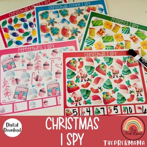 Christmas I Spy, Preschool Game, Christmas Preschool Printable, Homeschool Printable, Montessori Printable, Kid Activity, Toddler Activity