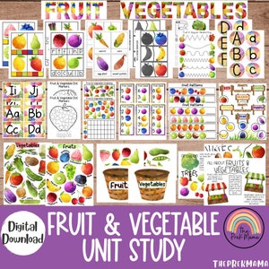 Fruit and Vegetable Unit Study, Homeschool Learning Materials, Educational Activities for Preschool, Space Preschool Printable