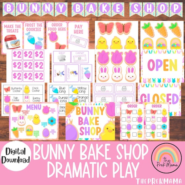 Bunny Bake Shop Dramatic Play, Easter Pretend Play, Easter Dramatic Play, Playroom, Classroom Dramatic Play Center