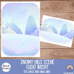 Escena de Snowy Hills Inserciones Flisat, Mesa Flisat, Inserto Flisat imprimible, Inserto Flisat preescolar y niño pequeño, Inserciones de mesa sensorial
