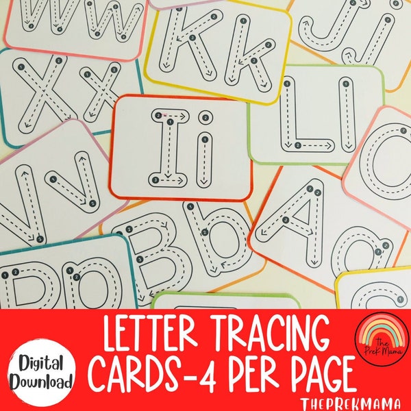 Letter Tracing Cards, Preschool Activity, Homeschool Printable, Preschool Worksheet, Preschool Printable Preschool Tracing Cards, ABC Card