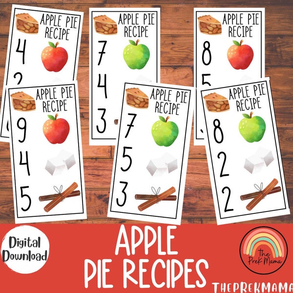 Apple Pie Recipe Cards, Montessori Materials, Homeschool Resources, Preschool Printable, Homeschool Learning, Fall Activity, Math Activity