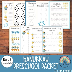 Hanukkah Preschool Packet, Hanukkah Preschool Printable, Homeschool Printable, Montessori Printable, Kid Activity, Toddler Activity
