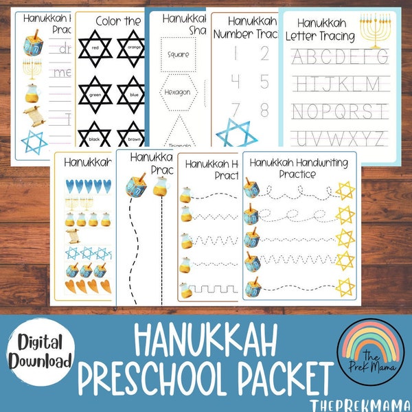 Hanukkah Preschool Packet, Hanukkah Preschool Printable, Homeschool Printable, Montessori Printable, Kid Activity, Toddler Activity