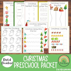 Christmas Preschool Packet, Christmas Preschool Printable, Homeschool Printable, Montessori Printable, Kid Activity, Toddler Activity
