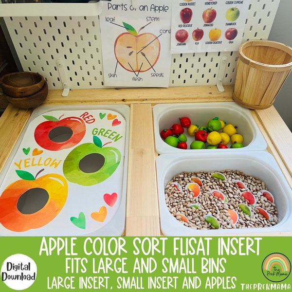 Apple Color Sort Flisat Insert, Fall Flisat Insert, Flisat Insert Printable, Flisat Insert Preschool and Toddler, Sensory Table